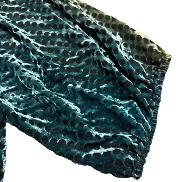 Sundance Sheer Velvet Burnout Polka Dot Blouse – Blue Green Ombre, Size M - Picture 5 of 11